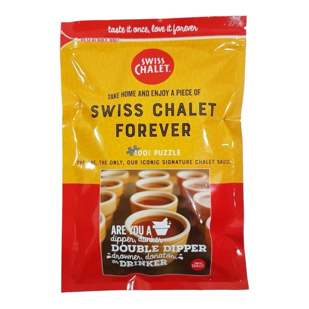 NIB Swiss Chalet Forever Chalet Sauce 100 Piece Puzzle Promotional Brand Logo
